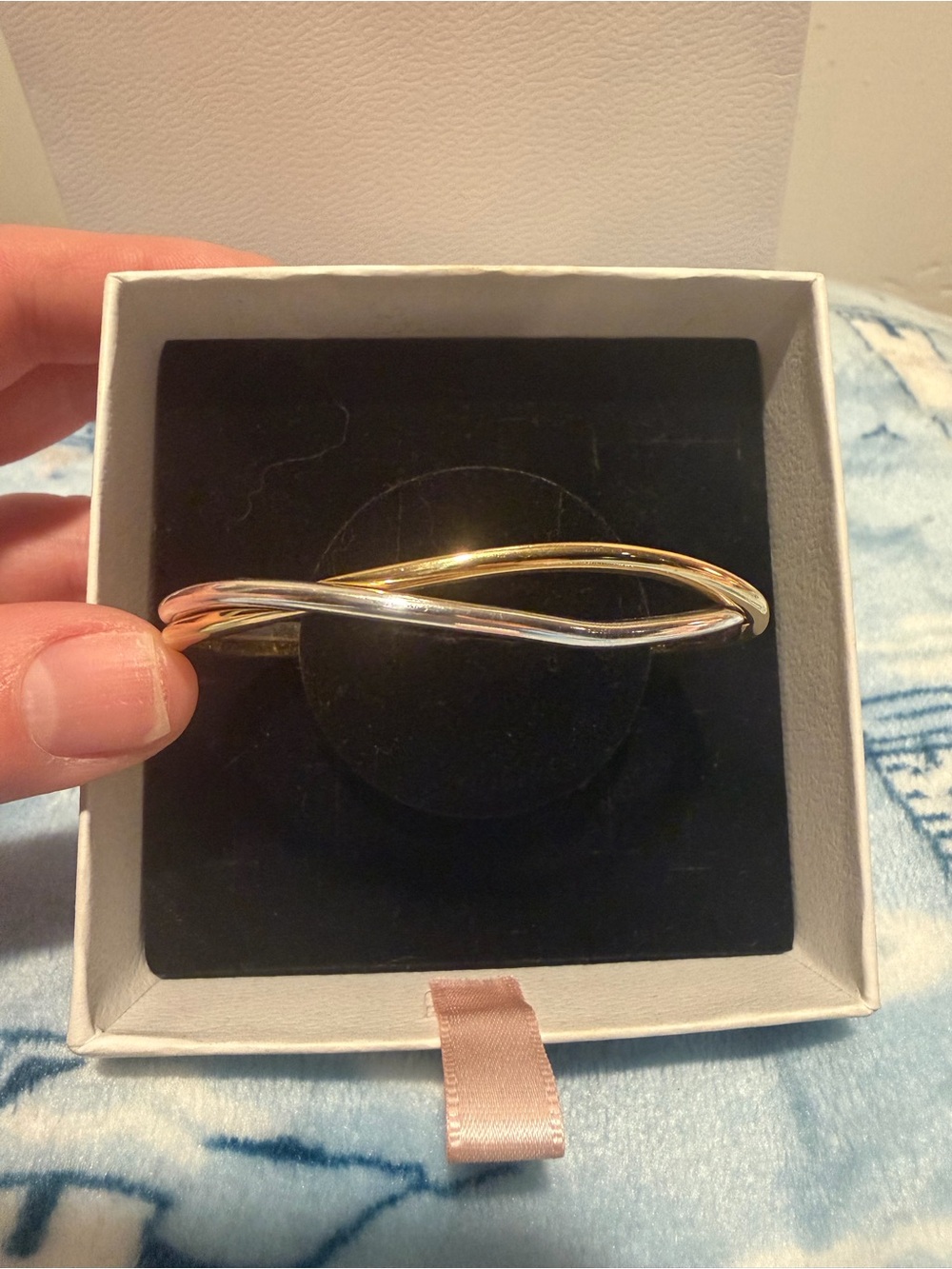 Pandora Essence Two-Tone Gold and Silver Twist Bangle